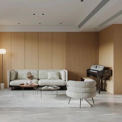 Modern Design PVC Wall Panel with Geometric Pattern and Moisture-Proof Woodgrain Vinyl Film